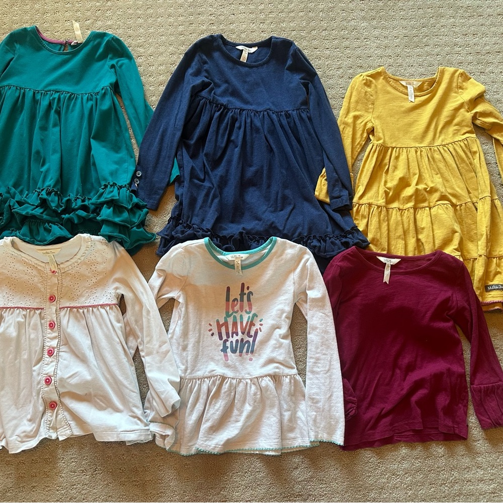 Matilda Jane size 6 Long Sleeve Dresses and Tops - Mustard, Teal, White, Maroon
